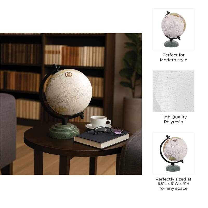 Marble Resin Globe Modern Contemporary - 9" Green/Black - 9.0"