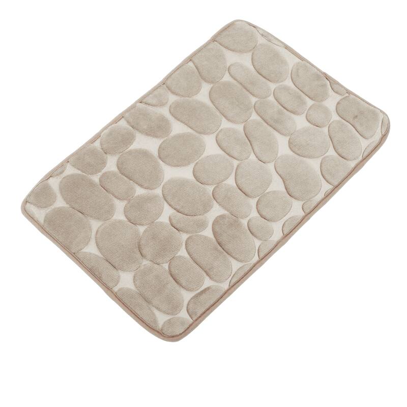 Non-Slip Bathroom Rugs, Polyester Bath Mat, Machine Washable Beige Cobblestone Pattern 23.62"x15.75"