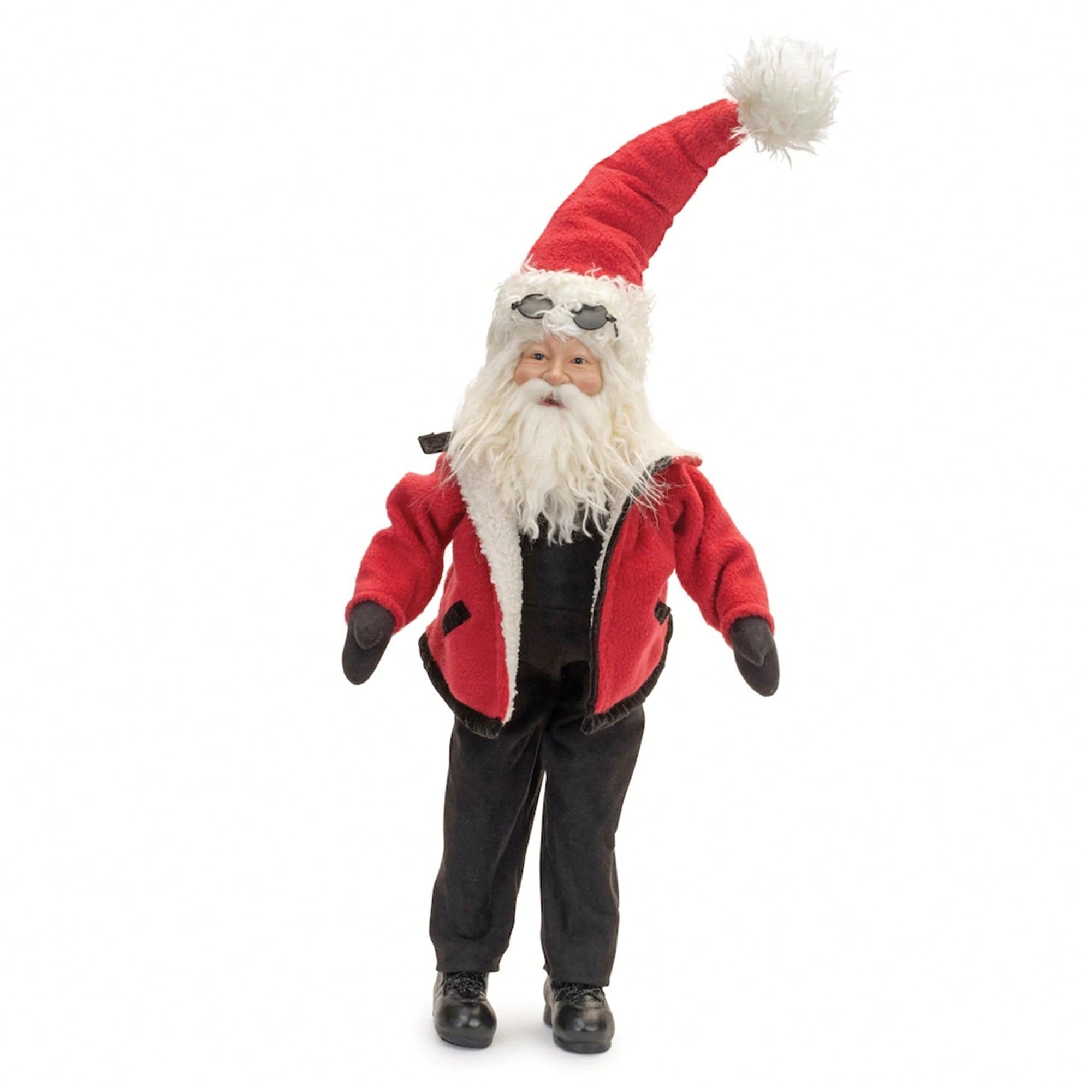 Vintage Snow Suit Santa Figurine 27.75” Tall Holiday Decoration for Rustic Christmas Decor - 10.5 x 8 x 27.75 inches