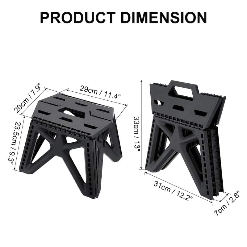 9" Folding Step Stool for Adults 275 lbs Capacity - 11.4 x 7.9 x 9.3inch - Black