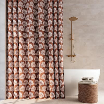 Indigo Road by Egypt Sherrod Meru Fan Leaf Block Print 1-Piece Shower Curtain