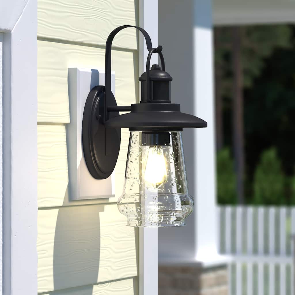 Bridgeport Bronze Motion Sensor Dusk to Dawn Coastal Outdoor Wall Light - 7.75-in W x 14.75-in H x 8.5-in D