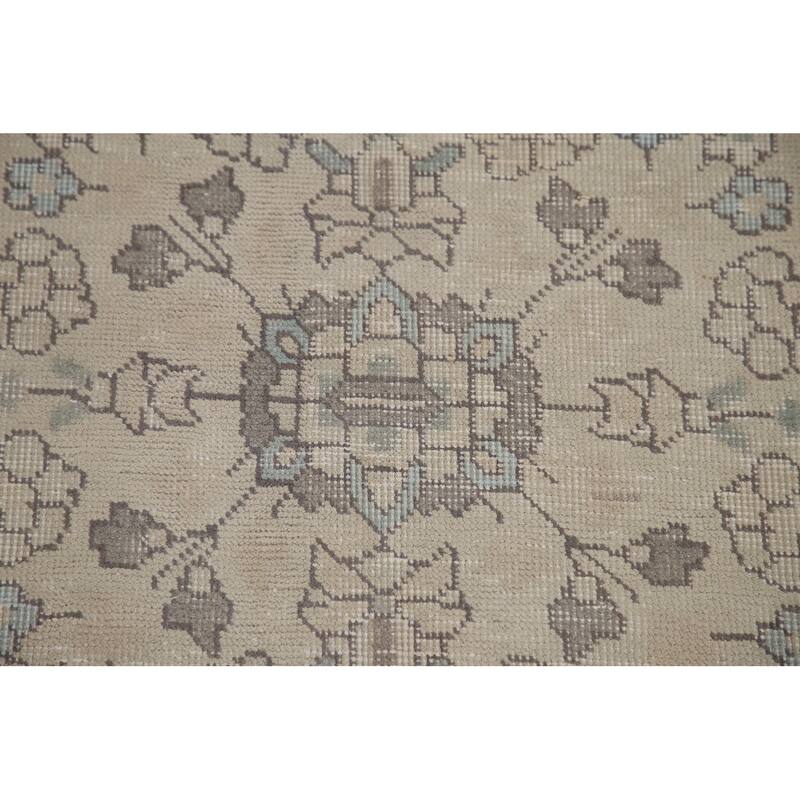 Hand Knotted Oriental 100% Wool Carpet Traditional Floral Beige & Ivories Tabriz Area Rug - 12' 6'' X 9' 10''