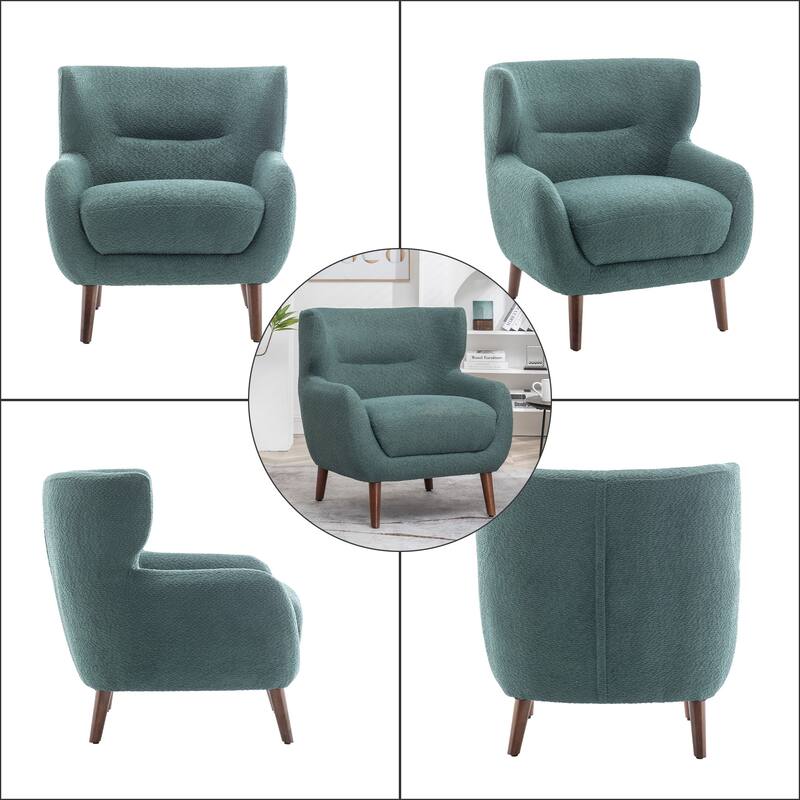 XINMICS Tufted Accent Chair, Wingback Upholstered Armchair for Living Room, Bedroom, Set of 1