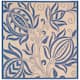 SAFAVIEH Courtyard Leatrice Indoor/ Outdoor Patio Backyard Rug - 6'7" x 6'7" Square - Natural/Blue