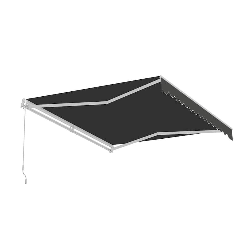 ALEKO Caribbean Manual Retractable Patio Awning - White Frame - Onyx Black - 10 x 8 Feet