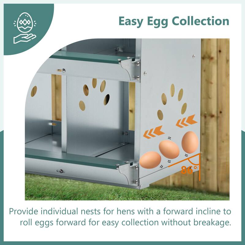 6-Compartment Galvanized Steel Chicken Nesting Box - Easy-Assembly Egg Laying Box for Hens