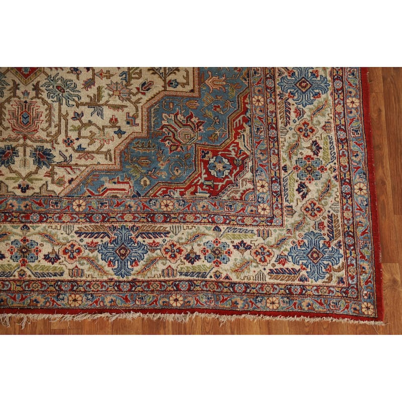 Vegetable Dye Yazd Persian Area Rug Hand-Knotted Wool Carpet - 6'10" x 10'7"