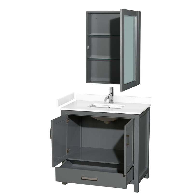 Wyndham Collection Sheffield 36" Single Bathroom Vanity, Carrara