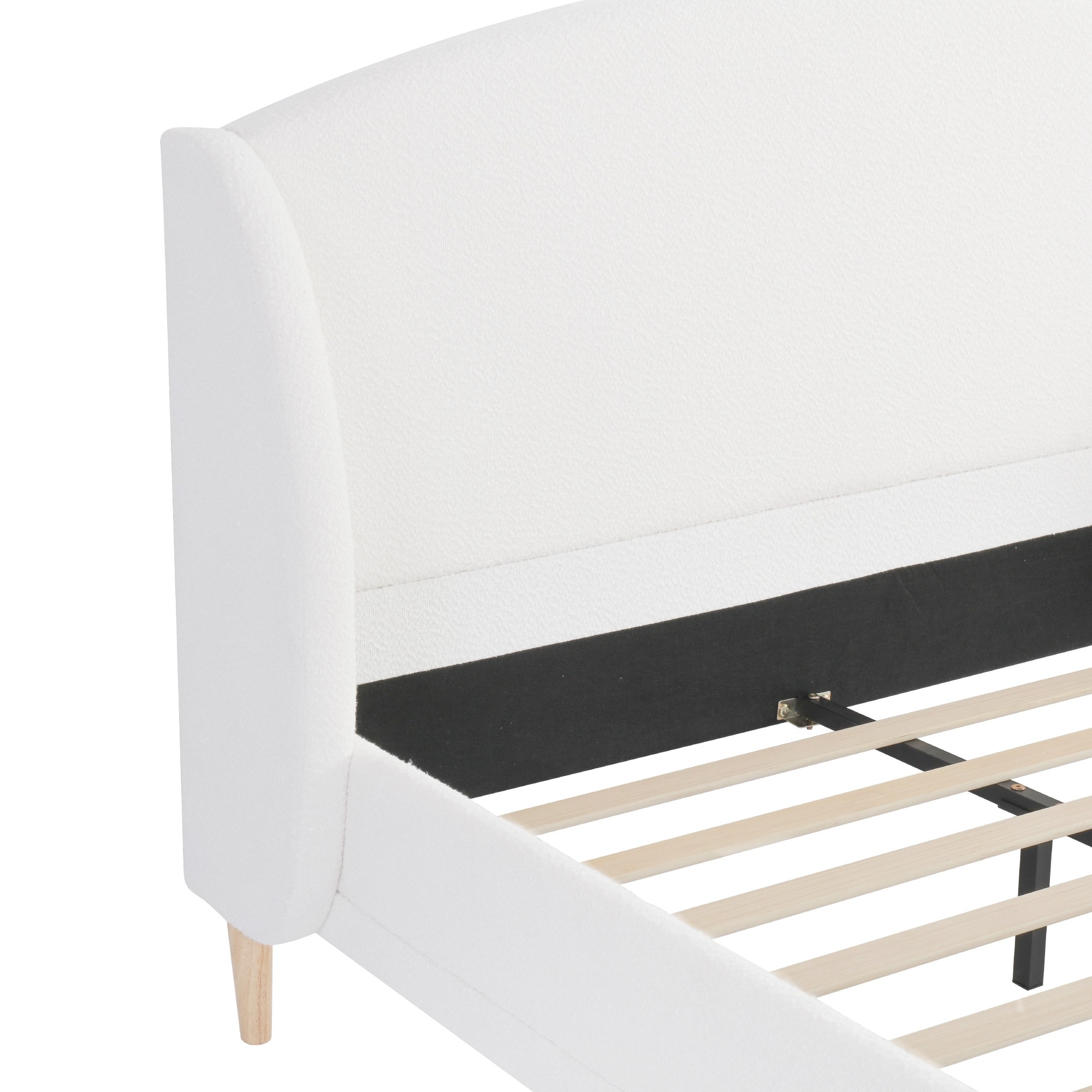 Christopher Knight Home - Isabella Wingback Upholstered Platform Bed with Boucle Fabric and Rounded Corners