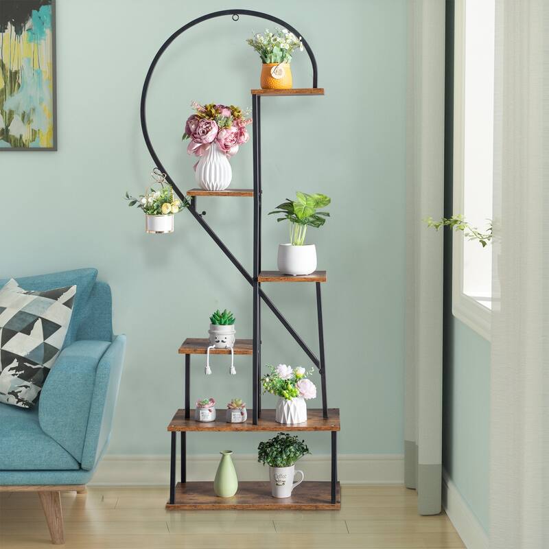 2pcs 6 Layers Half Heart Plant Stand, Flower Pot Stand