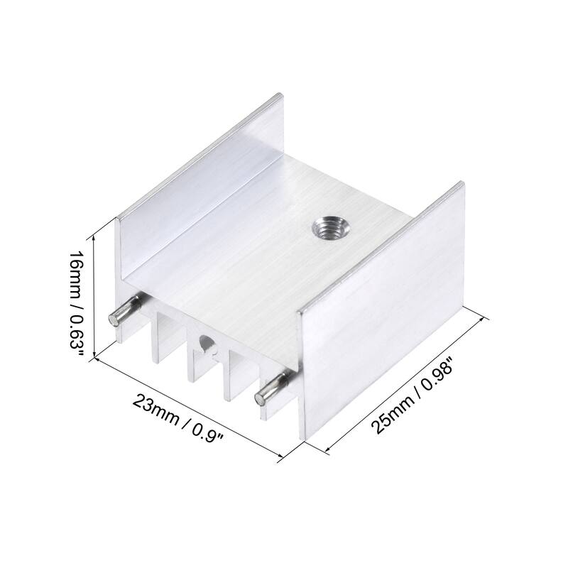 25x23x16mm TO-220 Aluminum Heatsink for Transistor with 2 Pin 10pcs - Silver Tone - Silver Tone
