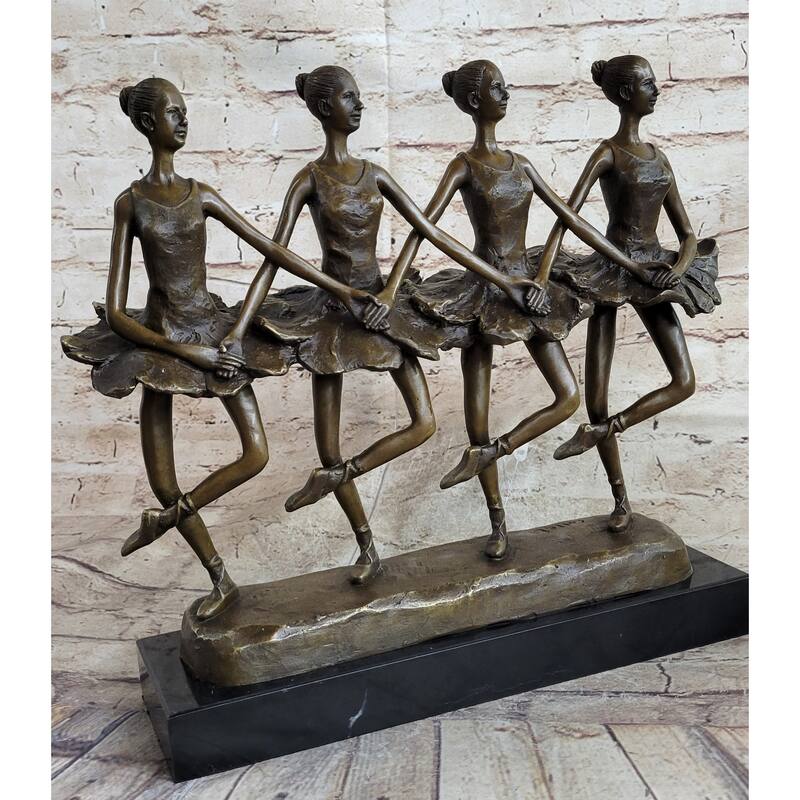 Four Ballerina Ballet Dancers Line Dancing Bronze Sculpture Statue Original Art