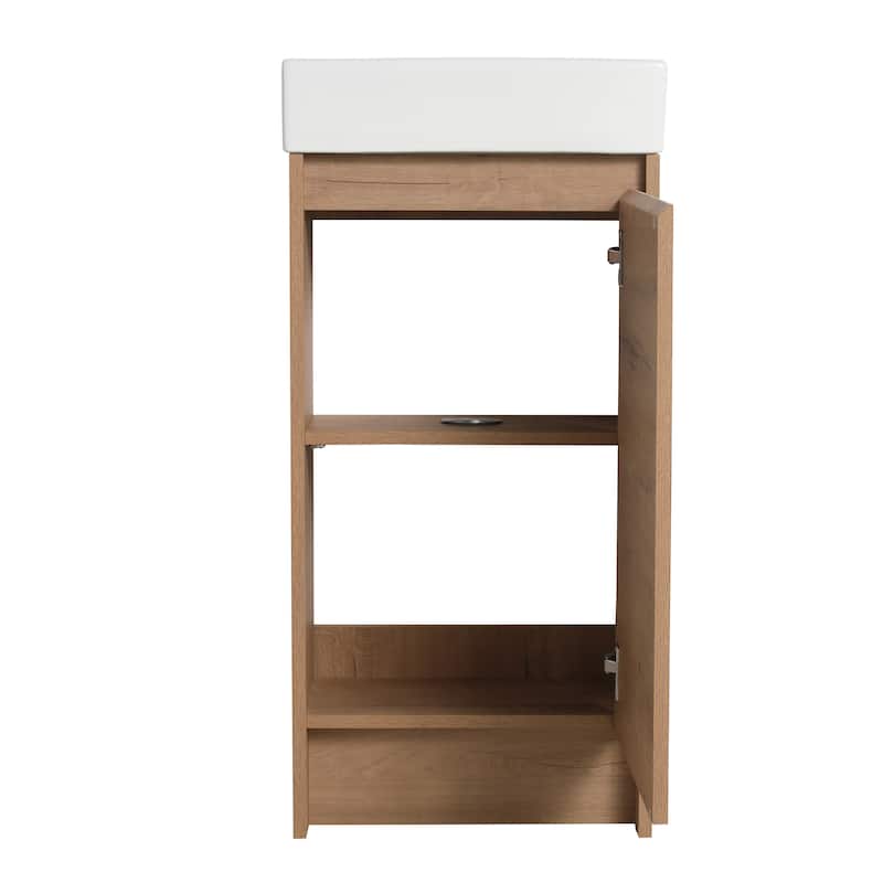 BNK 16/18 inch Freestanding Bathroom Vanity with Single Sink and Soft Close Door