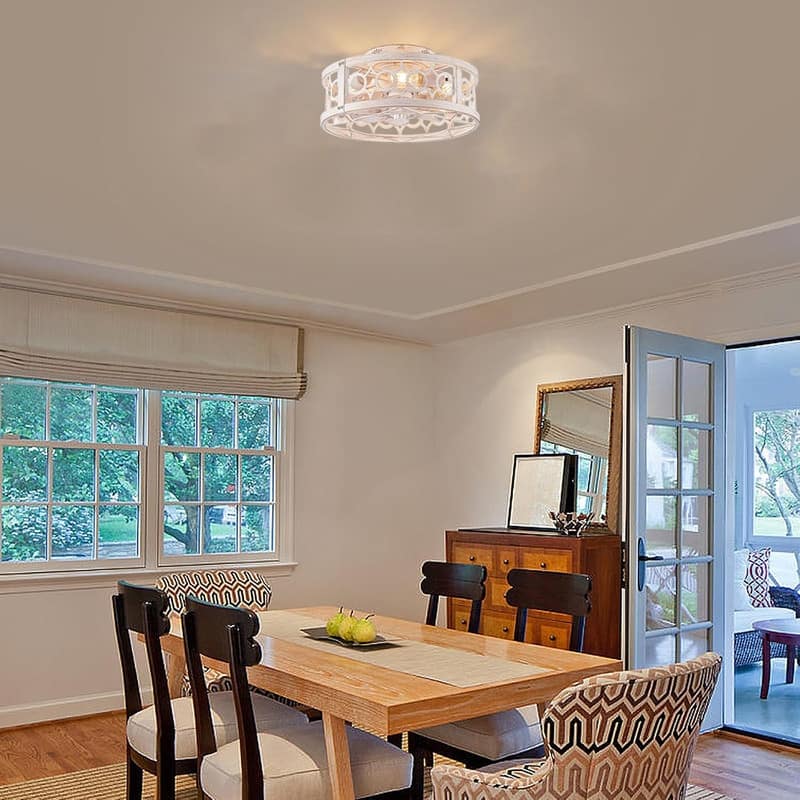 LED lights on ceiling fan white and gold low profile ceiling metal bedroom fans ceiling - N/A