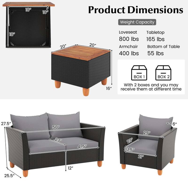 Costway 8 PCS Wicker Patio Furniture Set with Removable Cushions - See Details