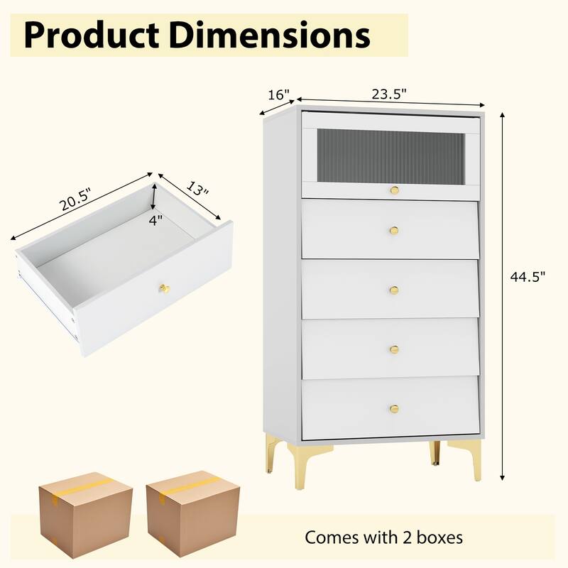 Gymax 2 PCS 4 Drawer Dresser 44.5'' Tall Dresser Chest of Drawers