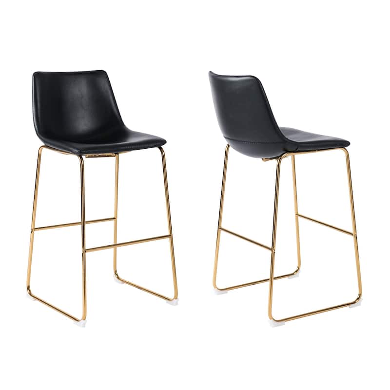 Truesdell 29'' Bar Stool Gold Base (Set of 2) - Black
