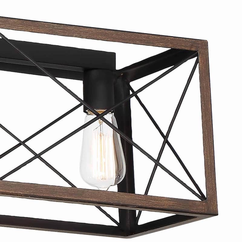 Kiro 5-light Farmhouse Linear Chandelier Faux Wood Dining Lighting with UL Certified - 36''