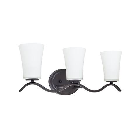 3 Light Bathroom Vanity Lighting with White Glass