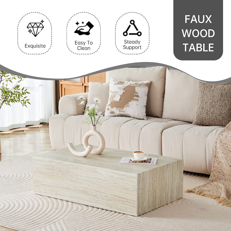 Rectangular Wooden Coffee Table, Living Room Center Table