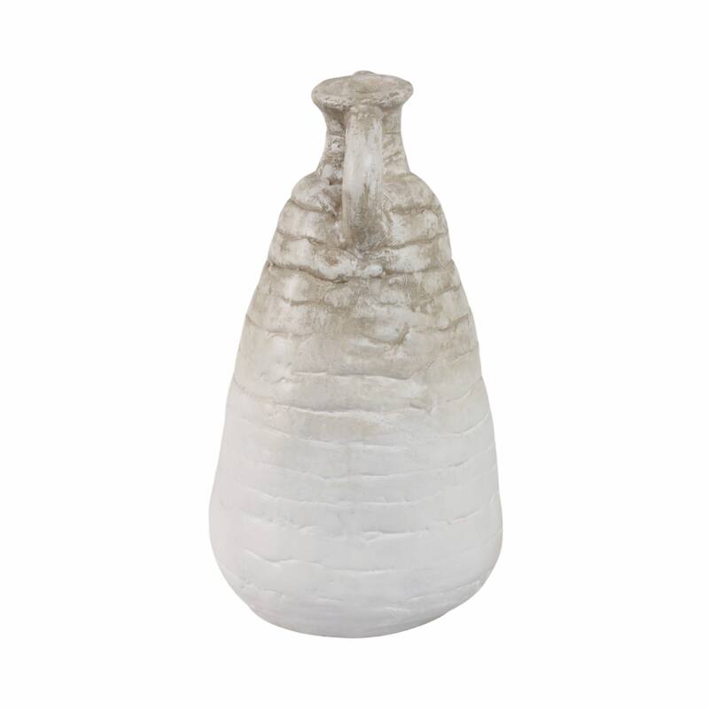 Pottery Terracotta Decorative Flower Vase Handcrafted Look - 18" Ivory