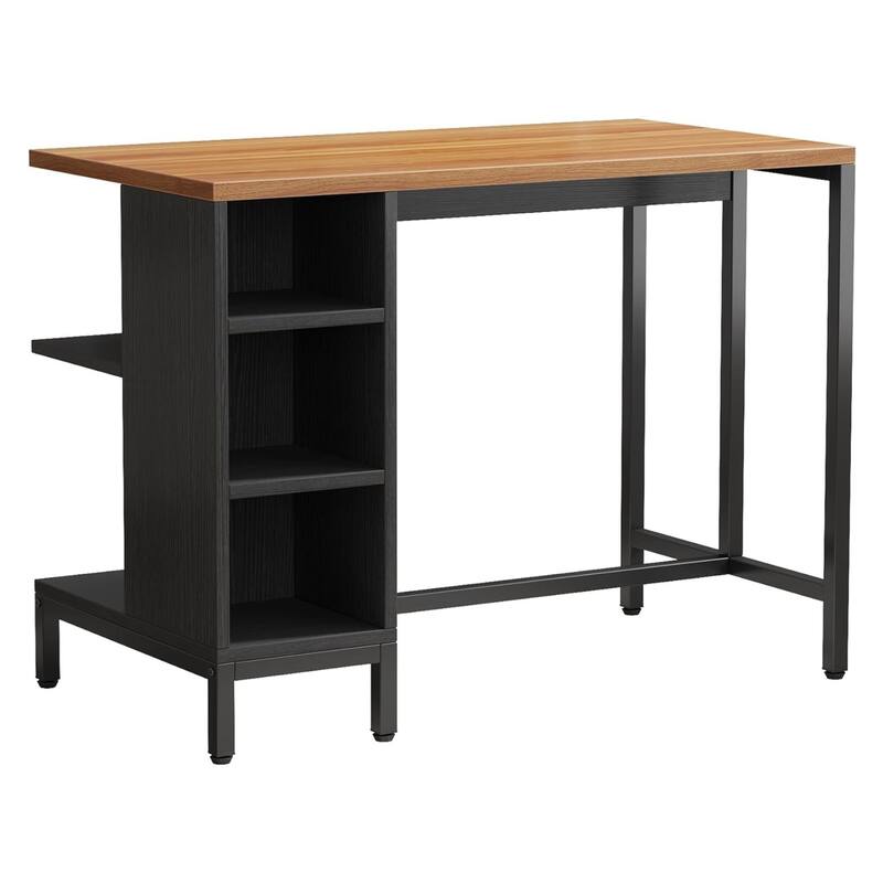 43 inch Kitchen Island with Storage, Modern Kitchen Sideboard - Brown/Black