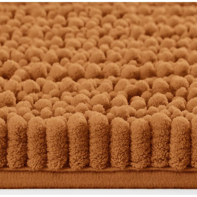 2 Piece Set Pumpkin Soft Cozy Plush Chenille Bath Mat Bathroom Rug