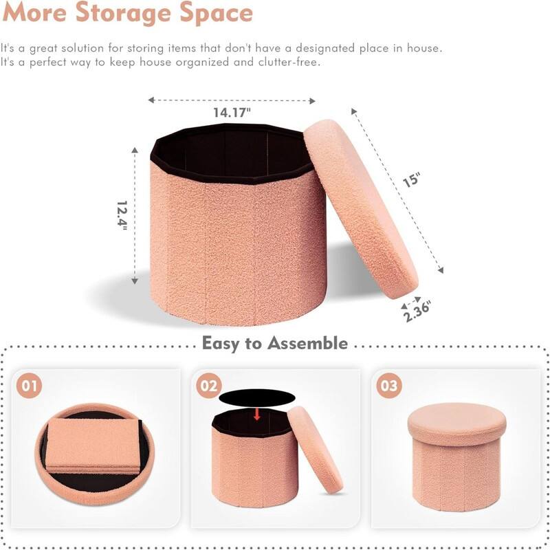 Round Ottomans with Storage Foot Stool Footrest