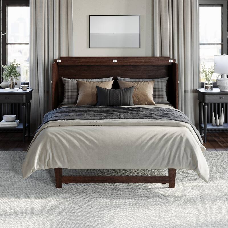 AFI Northfield Murphy Bed Chest with 6" Mattress, Storage Drawer & Built-In Charger