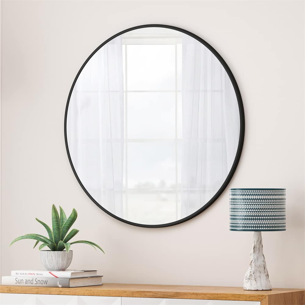 36 Inch Circular Wall Metal Framed Round Vanity Mirror