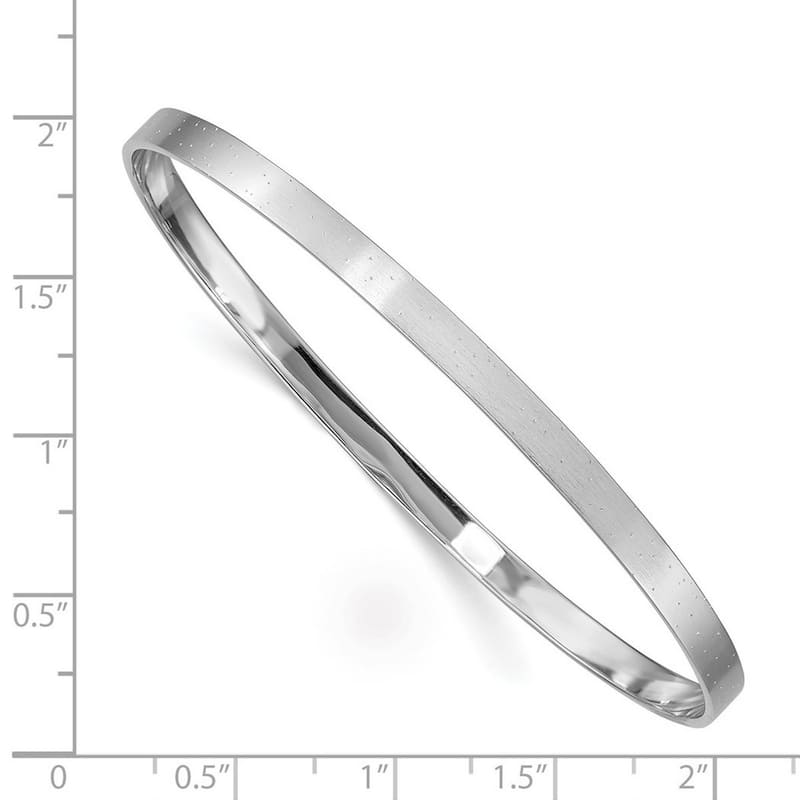 Curata 925 Sterling Silver 7" 4mm Flat Satin Slip-on Bangle Bracelet