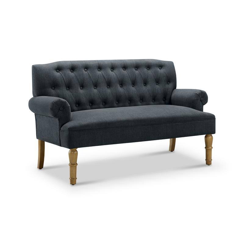 Moser Bay Arete Upholstered Tufted Settee Chesterfield Style Loveseat, Velvet or Linen