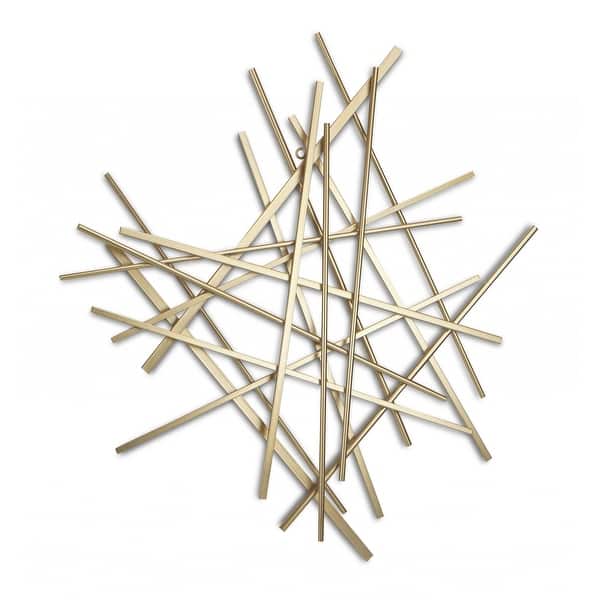 Gold Metal Abstract Linear Strips Wall Art Decor Gold Metal Abstract Linear Strips Wall Art Decor