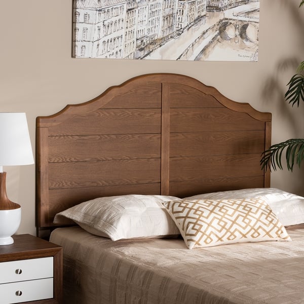 Clive Vintage Traditional Ash Walnut Finished Wood Headboard
