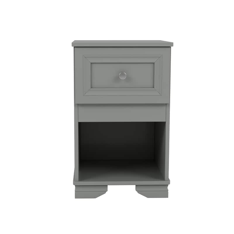 Retro Style Nightstand, Bedside Storage Cabinet with Open Shelves, Side Table with Drawer with Metal Handles, Coffee Table