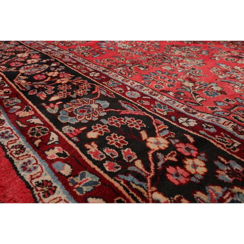 Hand Knotted Lilihaan Coral,Black Persian Wool Traditional Oriental Area Rug (Palace) - 8' 10'' x 16' 3''