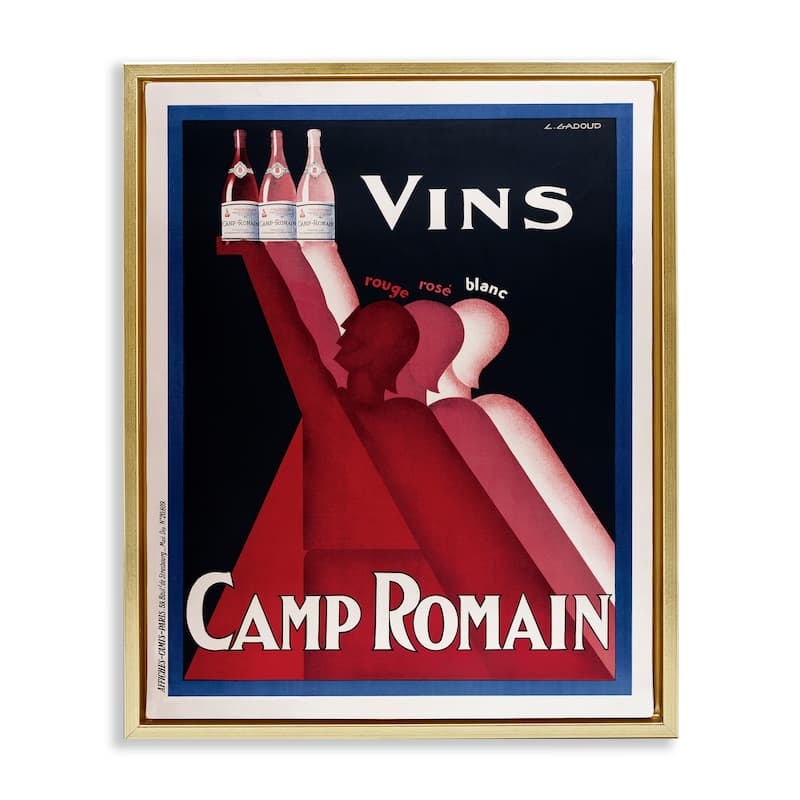 Stupell Antique Wine Bottle Trio Framed Floater Canvas Wall Art Design By Marcus Jules - 17 x 21 - Gold
