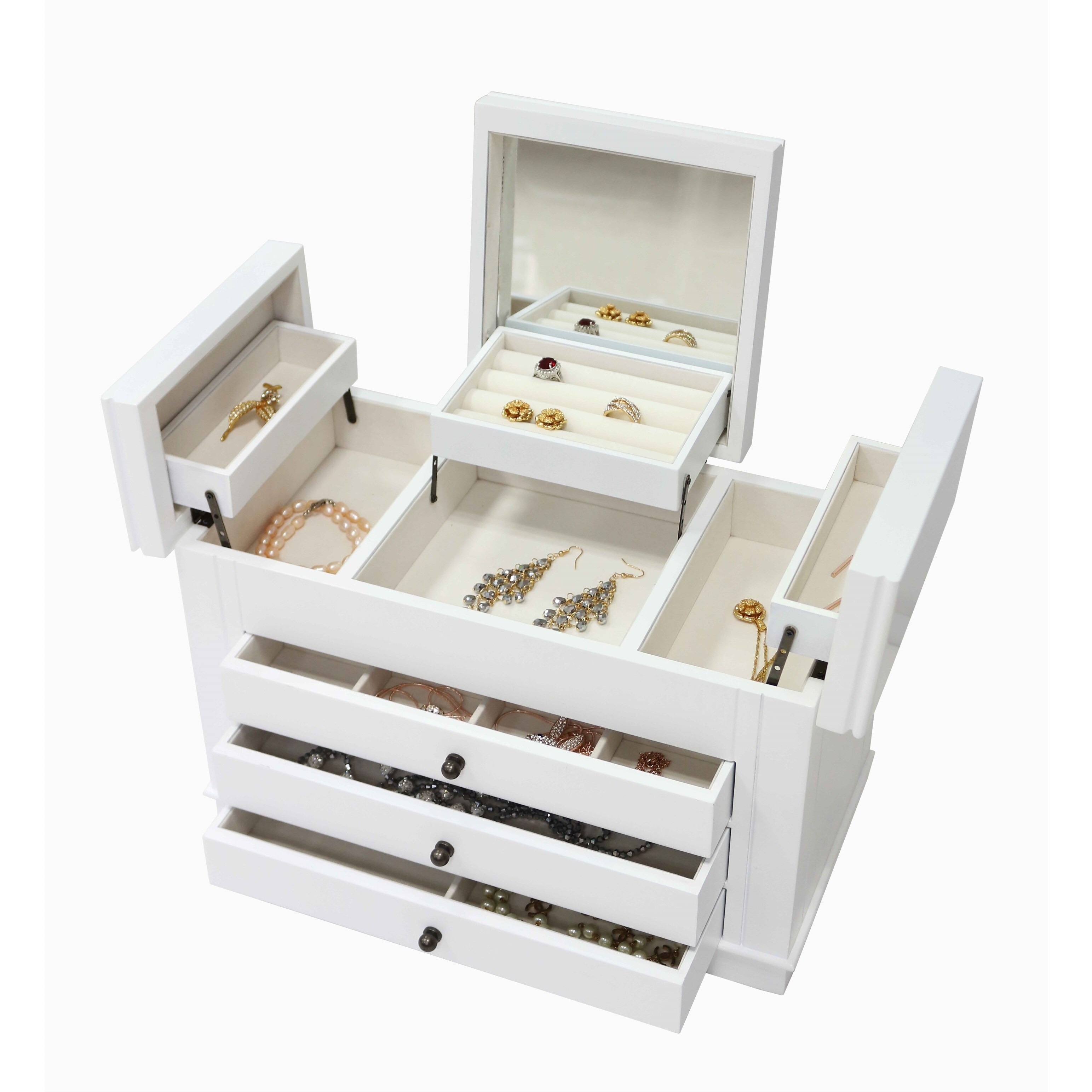 Modern White Wooden Jewelry Box N A