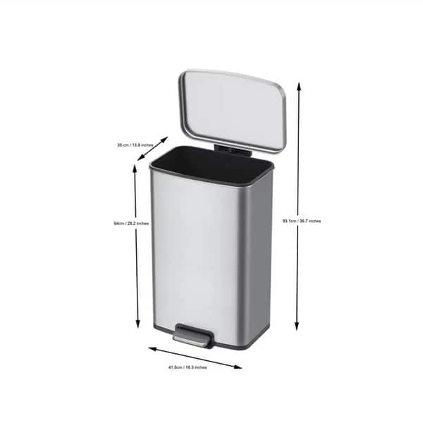 Better Homes & Gardens 13.2 Gal Rectangular Stainless Steel Step Trash Can – Hands-Free, Modern Design