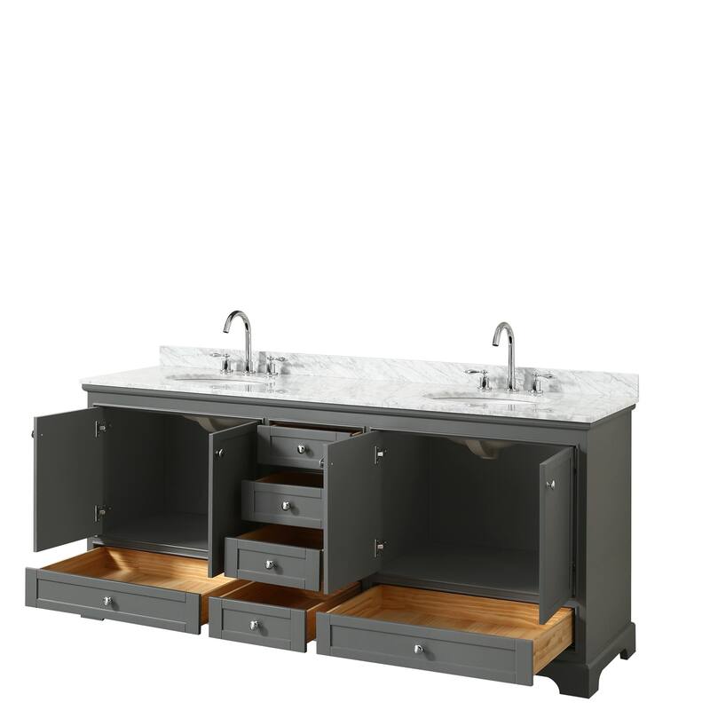 Deborah 80-inch Dark Gray Double Vanity, Oval Sinks, No Mirrors