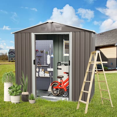 8 ft. x 4 ft. Outdoor Galvanized Metal Storage Shed with Window