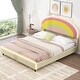 preview thumbnail 2 of 27, Rainbow Shaped Upholstered Platform Bed with Height-adjustbale Headboard