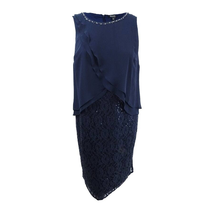 SL Fashions Women's Plus Size Lace Embellished Midi Dress