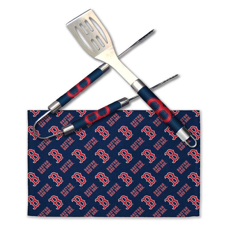 MLB Boston Red Sox 3-Piece BBQ Utensil Set 17.25 6 11 x 18 Inches