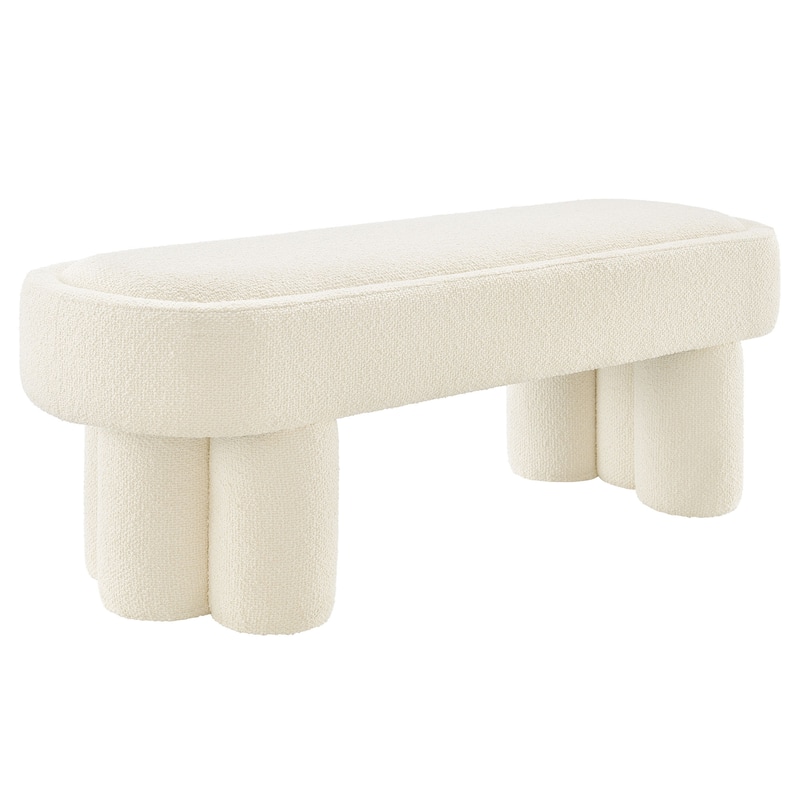 Mossi 52-Inch Oval Boucle Fabric Bench