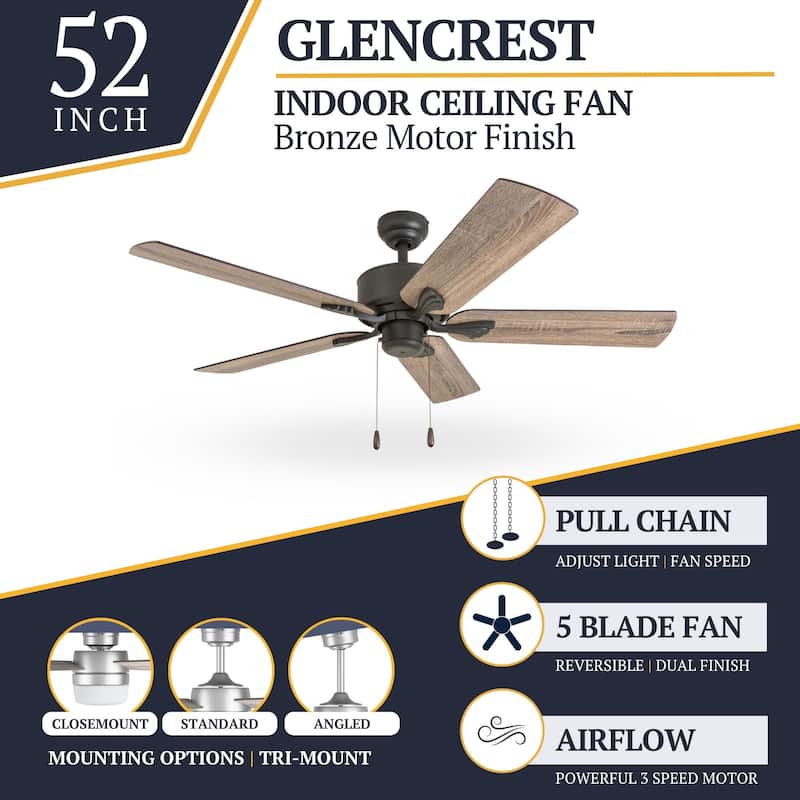 The Gray Barn Harkye Farmhouse 52-inch Aged Bronze Ceiling Fan in Barnwood/Tumbleweed Blades