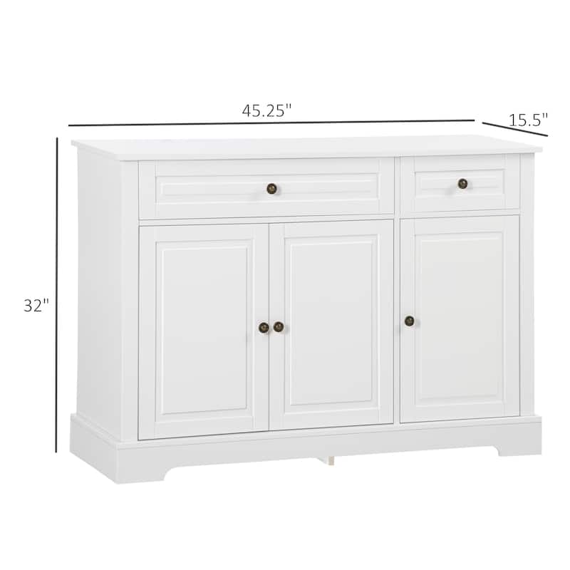 HOMCOM Modern Sideboard Buffet Cabinet with Storage Cupboards, 2 Drawers and Adjustable Shelves, Black