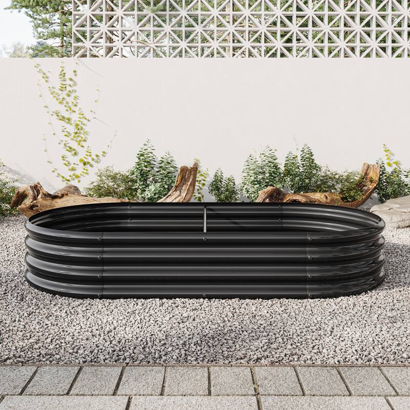 Modern Minimalist Garden Bed with Open Base Design Anti Rust Coating, for Flower Planters Vegetables Outdoor Gardening