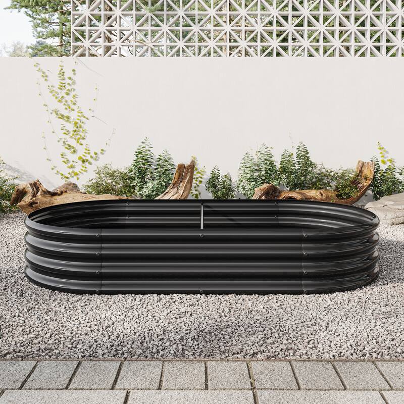 Raised Garden Bed Outdoor, Oval Large Metal Raised Planter Bed for for ...